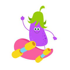cute eggplant character vector template design illustration
