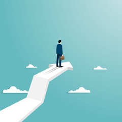 Obraz premium Businessman standing on arrow flying to success