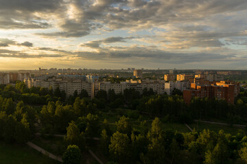 sunset over the city