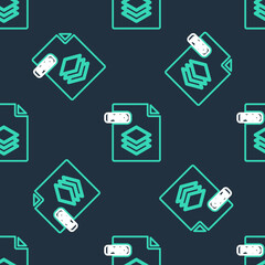 Line PSD file document. Download psd button icon isolated seamless pattern on black background. PSD file symbol. Vector