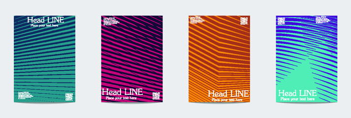 Minimal covers design. Colorful halftone gradients. Future geometric patterns.