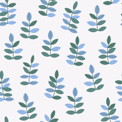 Fototapeta na wymiar Hand drawn seamless pattern with leaves. Simple fabric design. Nature print. For fabric, Wallpaper, wrapping paper design.