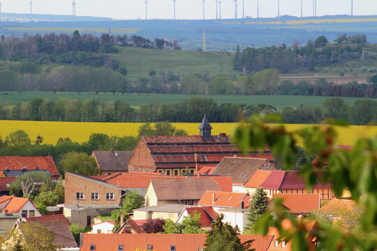 Harzvorland. Blick &uuml;ber Rieder. 