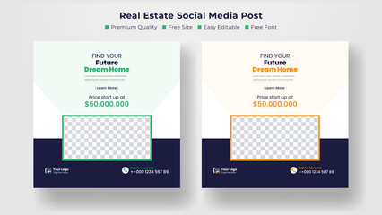 Real estate modern home sale social media post banner design template For digital marketing. with elegant, abstract, Business, signboard. 