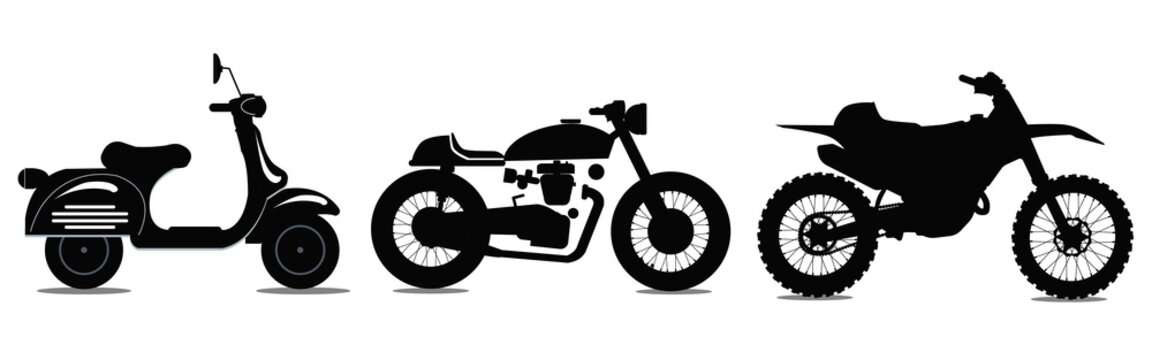 Set of isolated icons on a theme motorcycle black color
