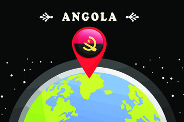
Angola Flag in the location mark on the globe