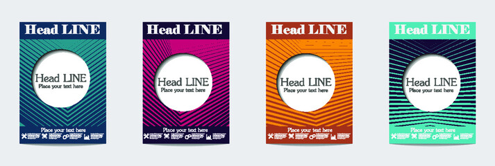 Minimal covers design. Colorful halftone gradients. Future geometric patterns.