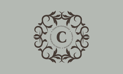 Elegant calligraphic ornament with an exquisite letter C. Business sign, identity logo for a restaurant, boutique, hotel.