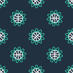 Line Basketball award icon isolated seamless pattern on black background. Vector