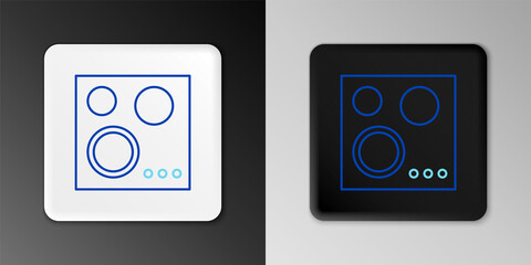 Line Gas stove icon isolated on grey background. Cooktop sign. Hob with four circle burners. Colorful outline concept. Vector