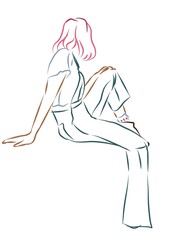 Illustration: girl in jeans and a T-shirt