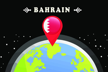 
Bahrain Flag in the location mark on the globe