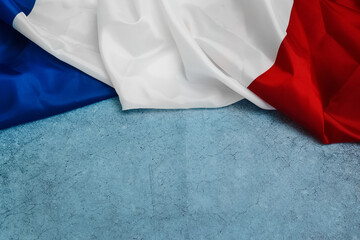 Happy Bastille Day. 14th July. Flag of France on a blue background. Celebrating a public holiday....