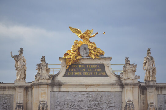 triumphal arch with golden angels