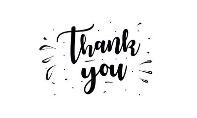 Thank You sign. Calligraphy phrase. Hand drawn vector lettering. Black ink isolated on white background.