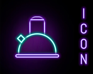 Glowing neon line Kettle with handle icon isolated on black background. Teapot icon. Colorful outline concept. Vector