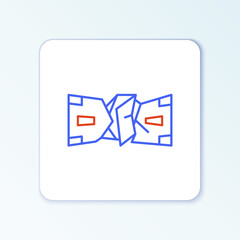 Line Crumpled paper money cash icon isolated on white background. Money banknotes stacks. Bill currency. Colorful outline concept. Vector