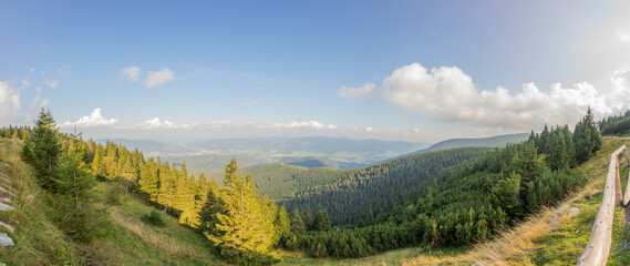 Panoramic view from the top of Serak mountain in Jesenik Czech Republic.