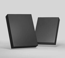 Blank white software box Mockup, medium size Cardboard package box, 3d rendering isolated on light gray background, ready for your design