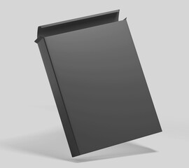 Blank white software box Mockup, medium size Cardboard package box, 3d rendering isolated on light gray background, ready for your design