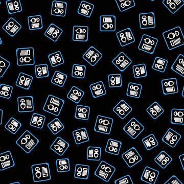 Line X-ray shots icon isolated seamless pattern on black background. Vector