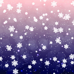 Falling snow. Snowflakes, snowfall. Celebration Banner for Christmas and New Year . Winter backdrop.