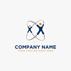 illustration two people for connection logo
