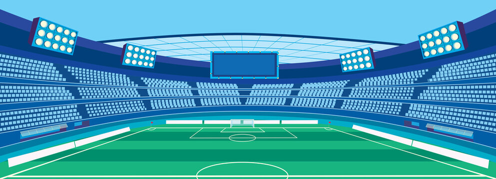 Empty seats in football stadium banner background,illustration picture.