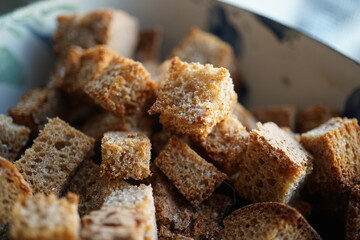 Dry crackers of black bread with salt