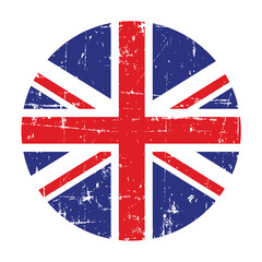 Illustration of a badge with flag of United Kingdom of Great Britain and Northern Ireland on a white background
