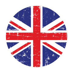 Obraz premium Illustration of a badge with flag of United Kingdom of Great Britain and Northern Ireland on a white background