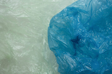 blue and colorless plastic bag texture, close-up, background design