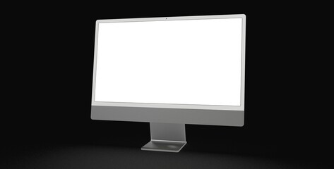 Realistic flat screen computer monitor 3de style mockup with blank screen isolated 3d