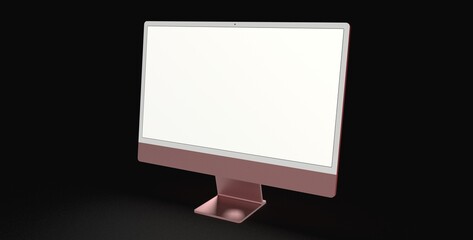 Computer display with blank white screen 3d