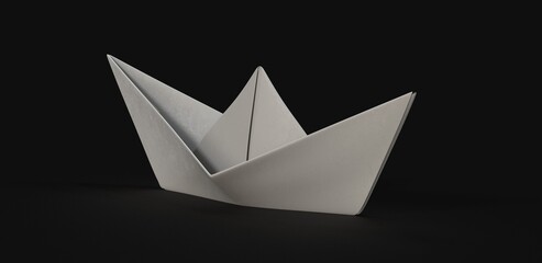 Paper boat on soft surface 3d.