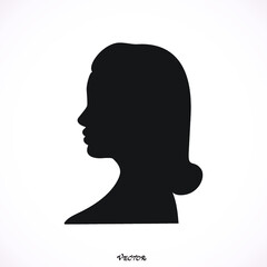 side silhouette profile of young woman with elegant hairstyle