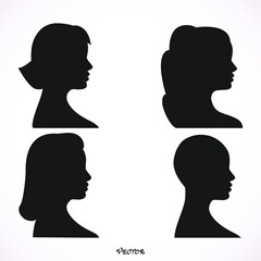 woman, girl, head, silhouette, icon, vector illustration EPS 10