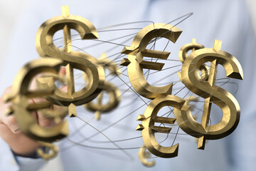 Euro and Dollar Symbol. EUR USD Pair.