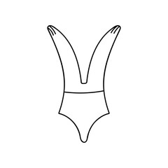 Cute clipart vector summer swimsuit for women and girls for swim in pool, sea, ocean. Stylized illustration with hand drawn outline isolated on background. For sticker, scrapbook, fabric, social media