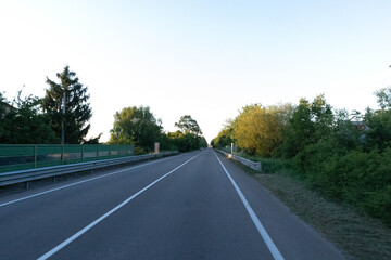 Italian state highway in the middle of the fields of Emilia Romagna