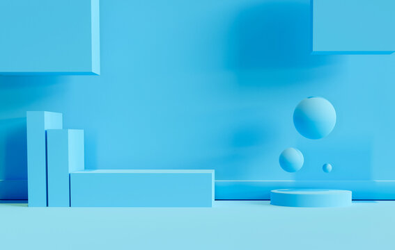 blue interior with abstrac geometri