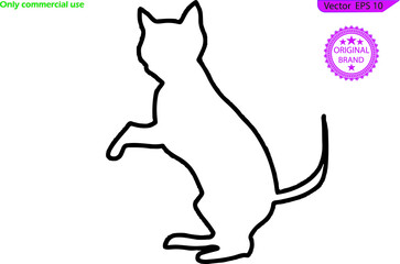 Cat with different poses. Kitty in simple cute style, isolated vector illustration. Cat vector silhouettes set Isolated On transparent Background,