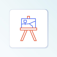 Line Wood easel or painting art boards icon isolated on white background. Colorful outline concept. Vector