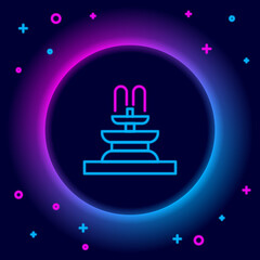 Glowing neon line Fountain icon isolated on black background. Colorful outline concept. Vector
