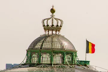 Foto op Plexiglas Belgium, Brussels, Royal Greenhouses of Laeken, Crown with belgian flag © JeanMarc
