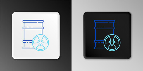 Line Radioactive waste in barrel icon isolated on grey background. Toxic refuse keg. Radioactive garbage emissions, environmental pollution. Colorful outline concept. Vector