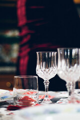 celebration dinner glass on a specially decorated table