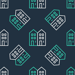 Line House icon isolated seamless pattern on black background. Home symbol. Vector