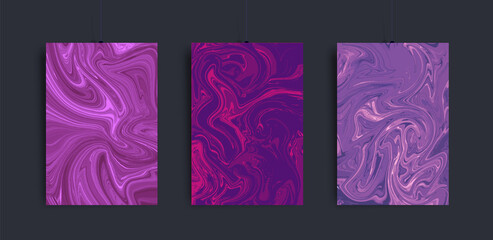 Trendy cover design with liquid background. Marble vector textur