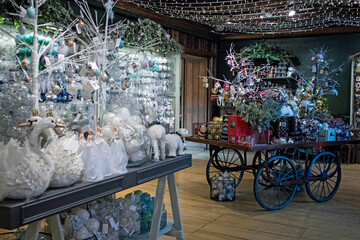 Christmas decorations in Liberty shopping mall, one of the oldest department stores in London.